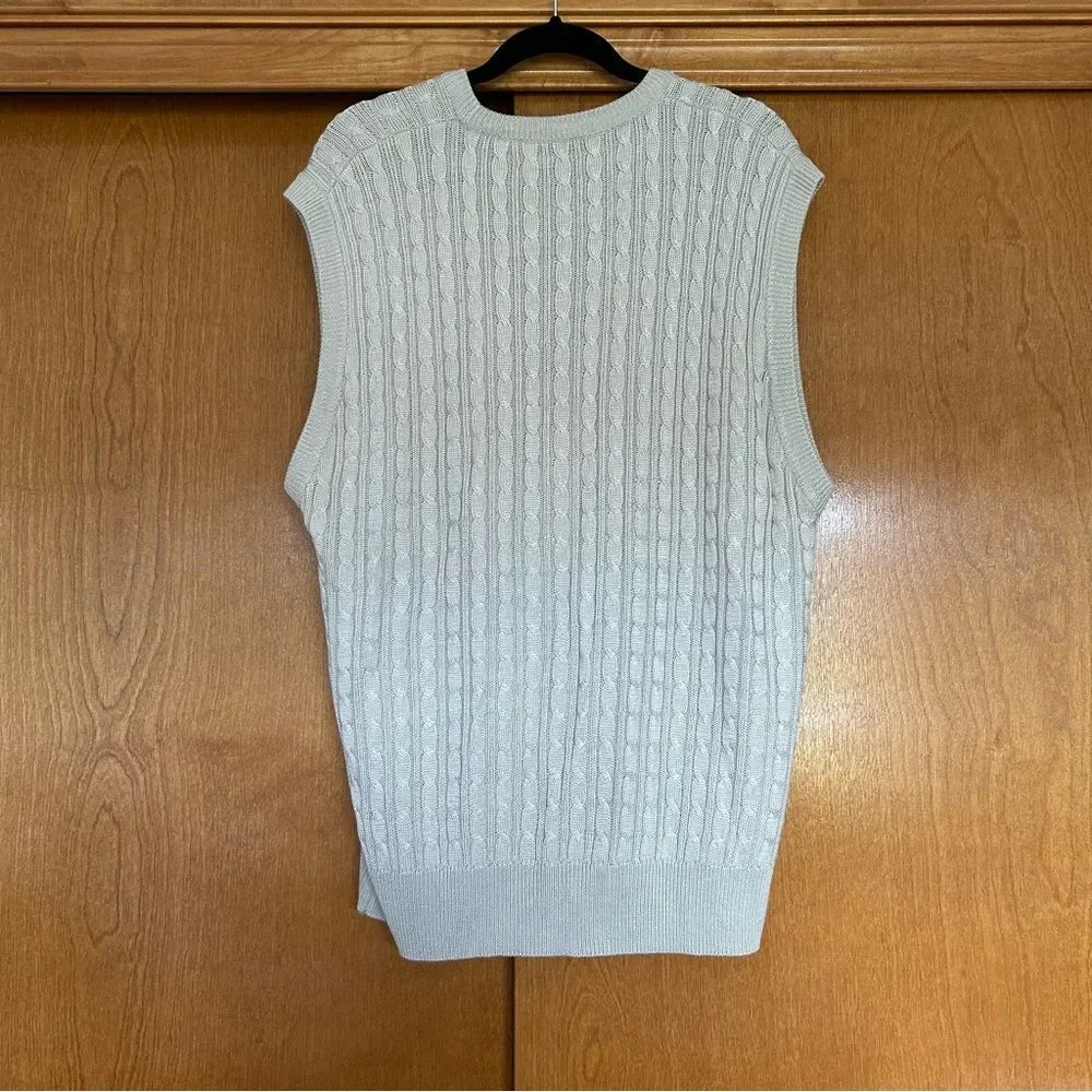 Vintage Slazenger Spun Silk Cable Knit Sleeveless Sweater Vest Large Fisherman - Picture 5 of 6